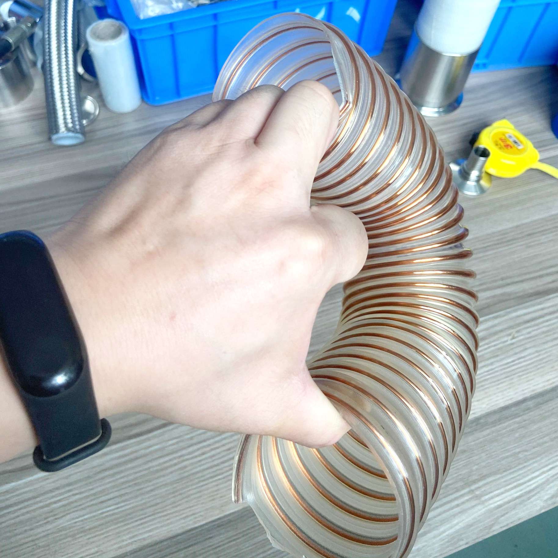 格雷特PU聚氨酯风管壁厚3.5mm透明PU钢丝波纹软管TP10