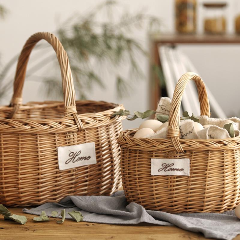 柳编编织户外野餐篮手提购物篮水果篮子竹编竹篮收纳筐小篮子收纳