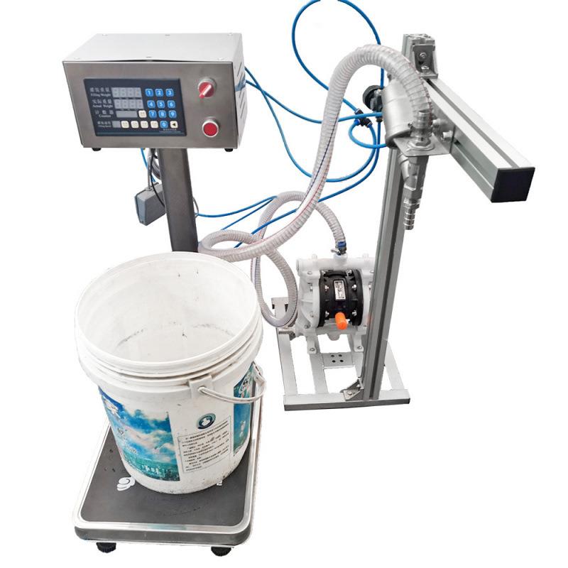 称重计量气动真石漆油漆桶装涂料颜料胶水粘稠浆料膏体分灌装机