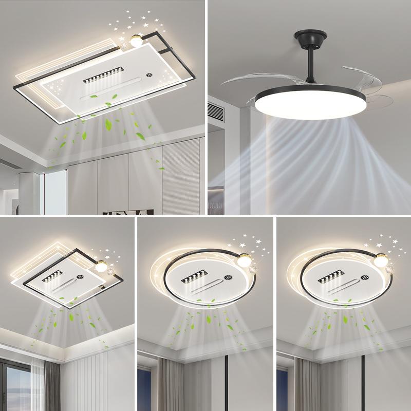 客厅吸顶风扇灯餐厅卧室风扇灯负离子液晶屏显吸顶灯主厅风扇灯具