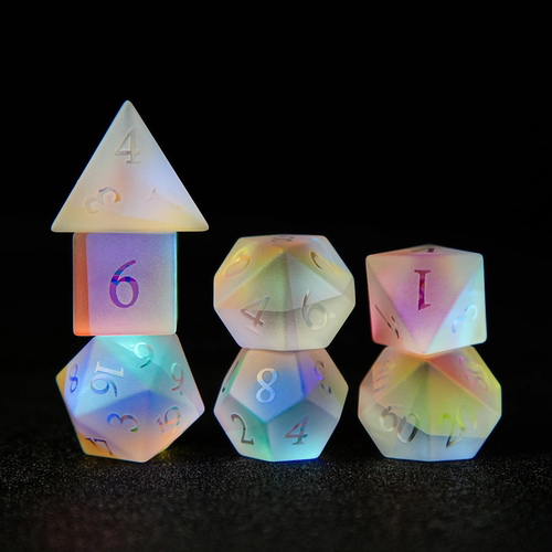 幻彩水晶磨砂凸字骰子宝石定制