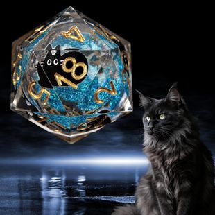 新款 D20D6批发 流沙树脂骰子猫系列COC跑团桌游龙与地下城定制套装
