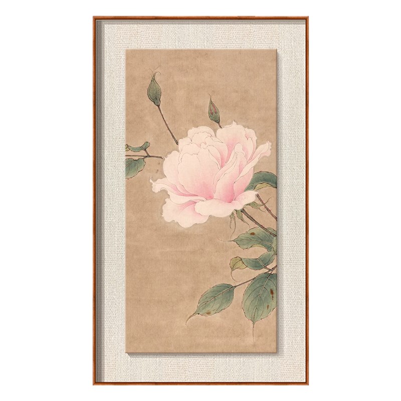 牡丹花手绘油画宋氏美学茶室客厅装饰画花开富贵简美风格玄关挂画图片