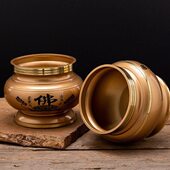 供佛香炉炉插香炉纯铜香熏宽口立家用檀香供奉线香室内炉财神满圆