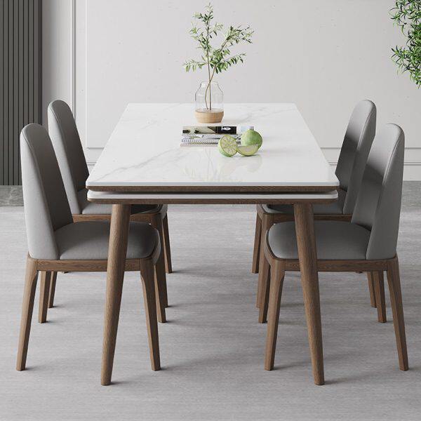 可伸缩子蜡木折叠饭桌可长方形实木白现代简约家用岩板餐桌小户型