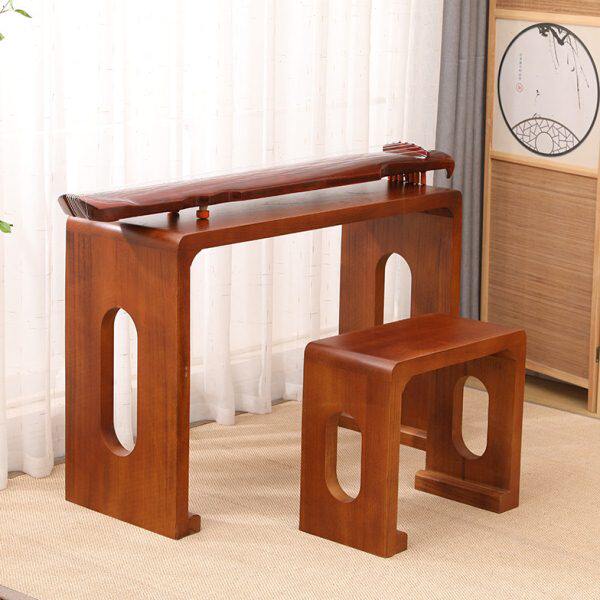 原琴桌国学书法桌实木中式茶桌古琴古琴桌凳木仿古琴简约实木烧桐