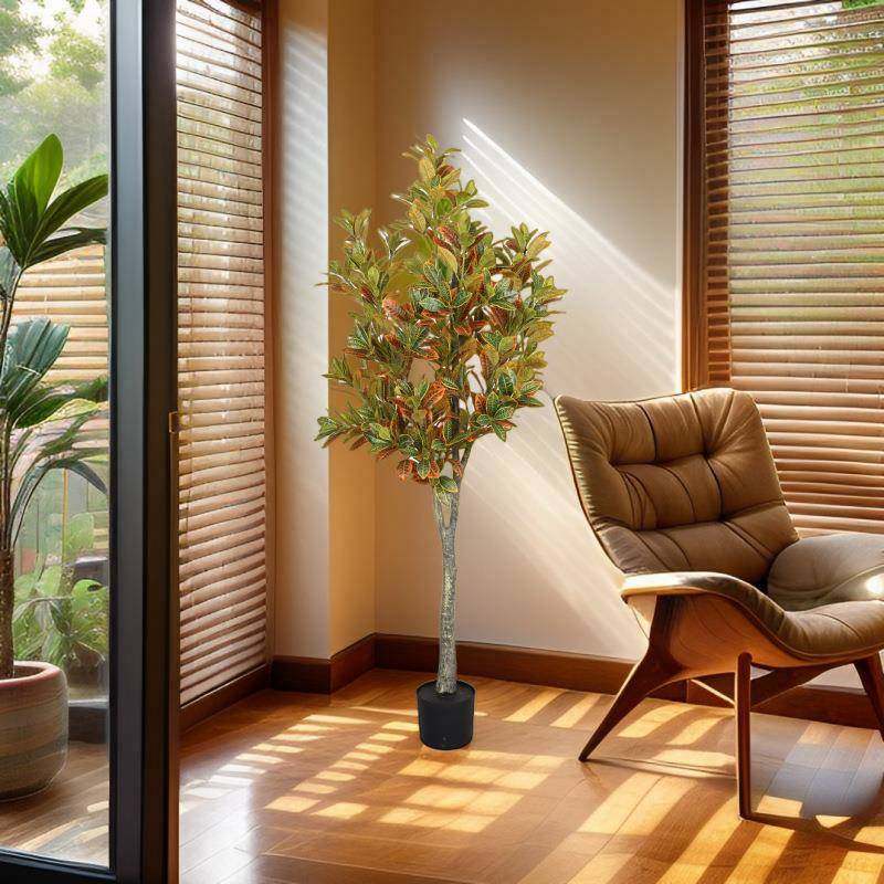 高端仿真变色木洒金榕假树植物落地盆栽客厅室内花装饰假绿植盆景