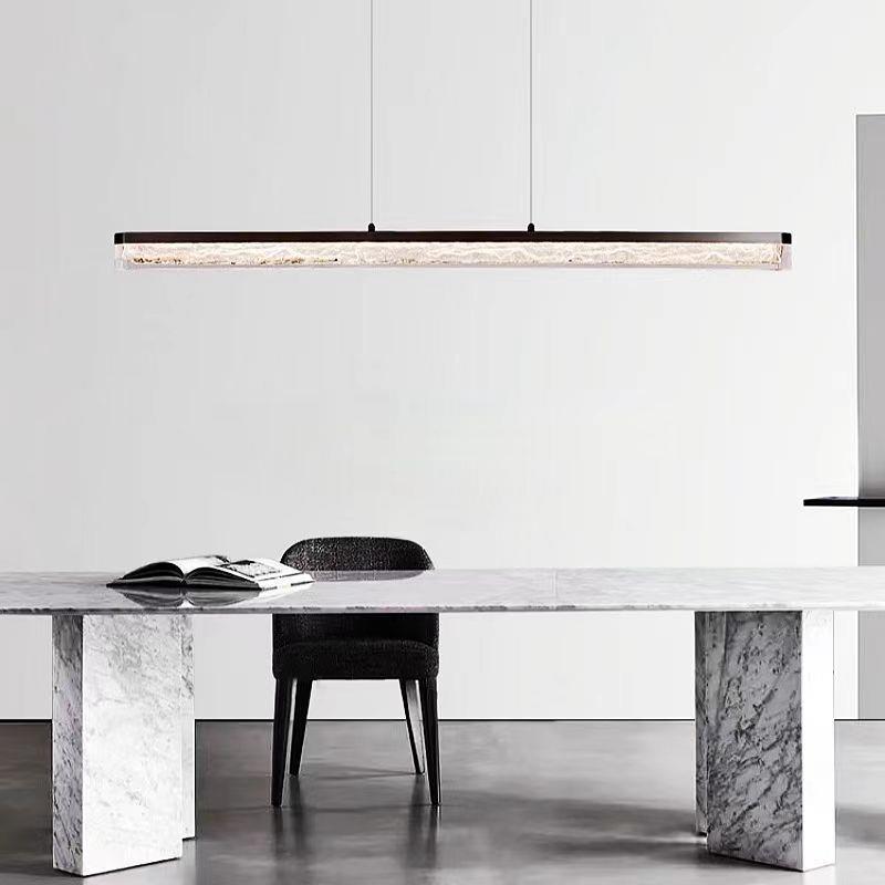 意式极简全铜餐厅吊灯现代简约设计师高端创意餐桌吧台一字长条灯