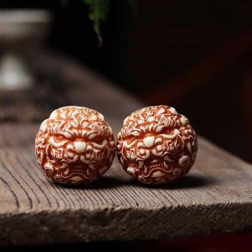 象牙果保健球貔貅狮子头手球手部按摩实心健身球送长辈手把件送礼