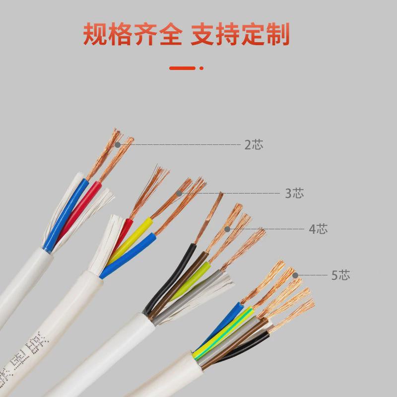 湘联国标RVV电缆双层护套线纯铜线2/3/4/5芯1.5/2.5/4平方电源线