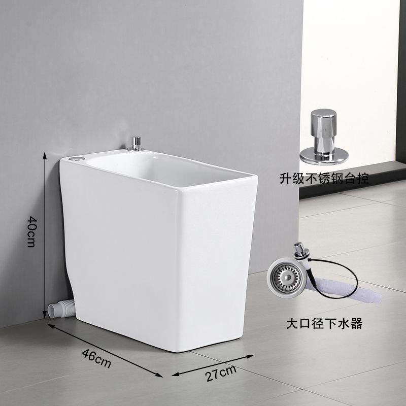 阳台拖把池陶瓷家用拖布池窄长侧盆墩布池小号长方形竖放洗地排水