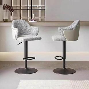 意式极简高脚凳轻奢现代安吉吧椅家用旋转椅升降设计师岛台靠背椅