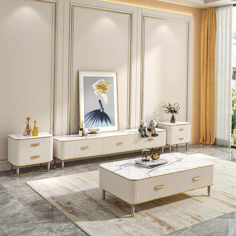 轻奢岩板茶几电视柜组合客厅现代简约极简小户型储物地柜家用套装