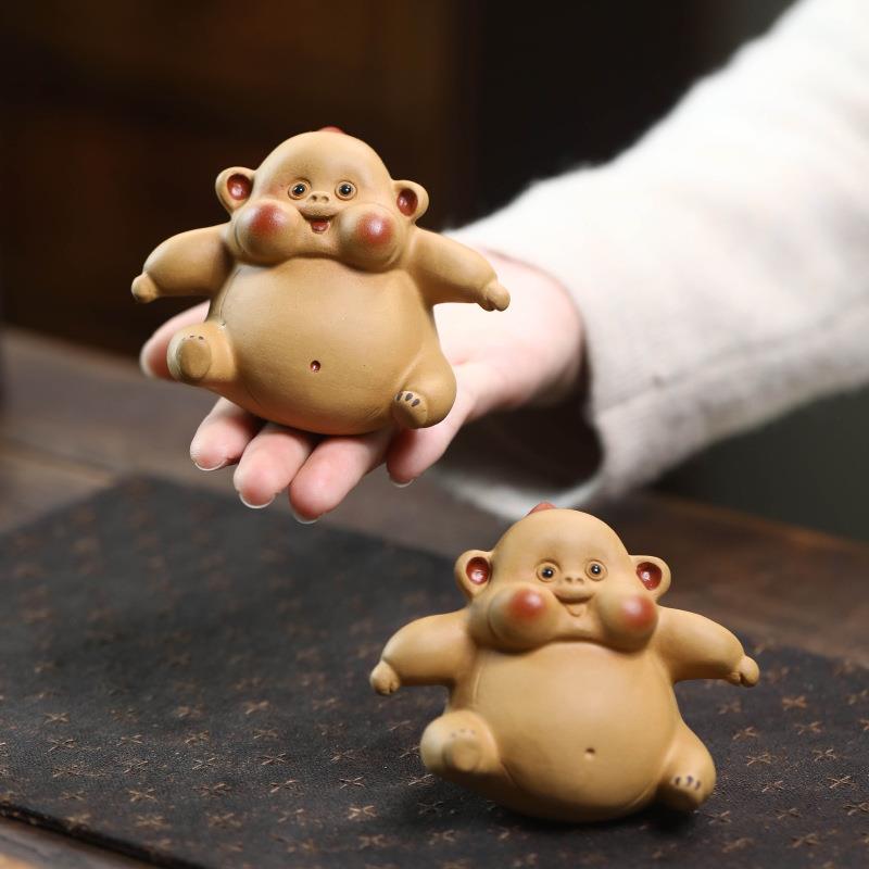 宜兴紫砂金刚猩猩茶宠摆件创意猴子茶具茶桌茶宠小摆件玩盖置可养