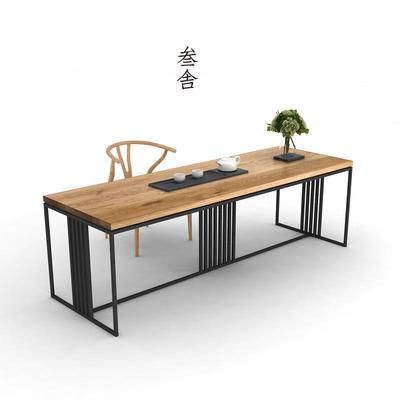 简约实木泡茶桌椅组合个性茶台北欧风铁艺书桌办公桌家用创意餐桌