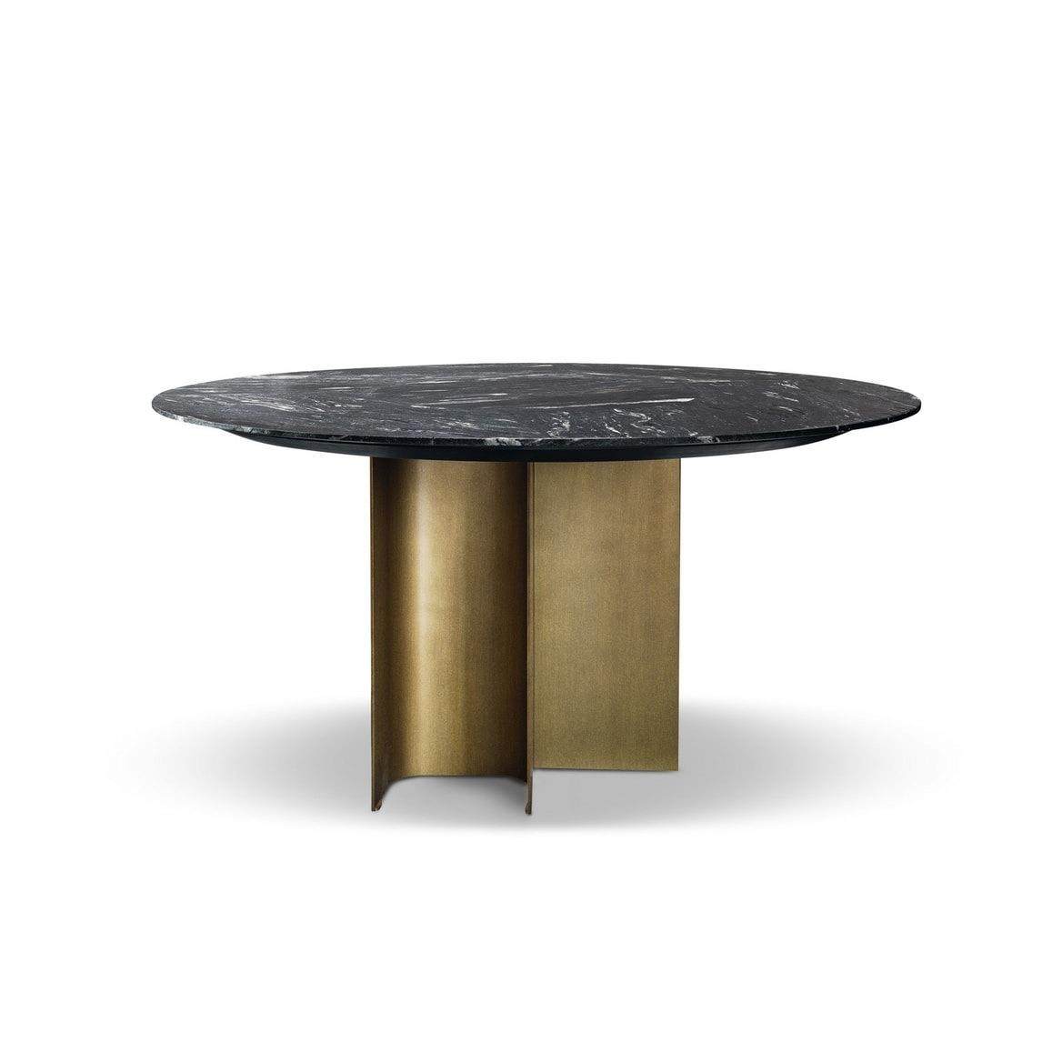 意式极简大理石金属圆桌设计师酒店餐厅实木餐桌现代家用岩板桌子