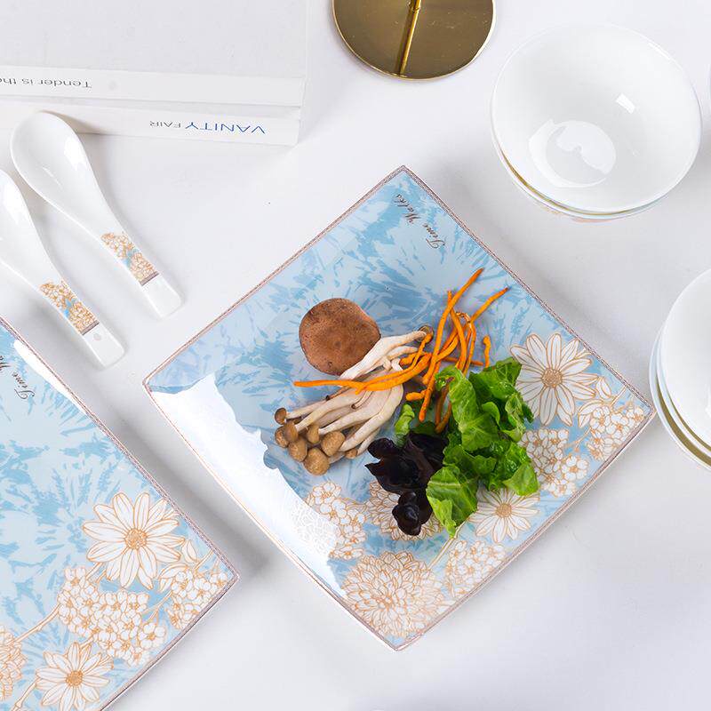 碗碟套装家用餐具碗盘吃饭 勺子组合创意骨瓷小清新简约韩式餐具