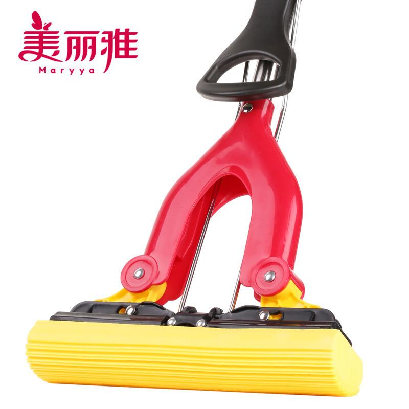 美丽雅 双飞燕对折挤水胶棉地拖 海绵免手洗拖把 吸水墩布 网销版