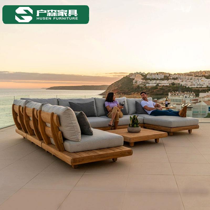 户外沙发柚木庭院别墅户型实木露天室内防雨防晒茶几组合中式家具