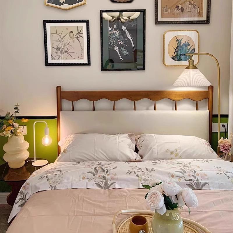 法式全实木床现代简约1.5m双人主卧1.8单人日式民宿床经济型家具