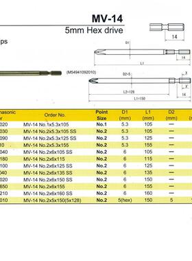 MV-14 No.2x5x150(5x128)原装OHMI自动机专用电批头 批咀 改锥头