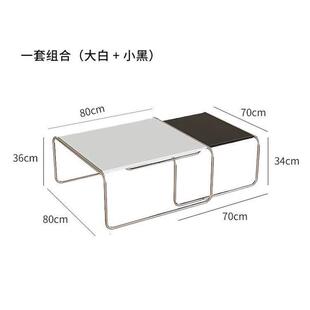 北欧极简设计师中古不锈钢茶几拉齐奥茶几咖啡边几矮桌子方形套几