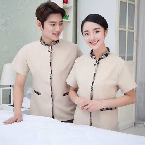 立领饭店保洁工作服短袖酒店宾馆清洁阿姨工作服大码女PA制服工装