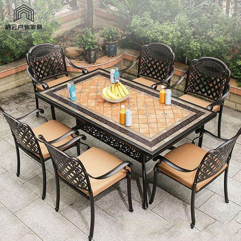 铸铝户外桌椅别墅庭院休闲家具水晒露天阳台花园室外铁艺桌椅