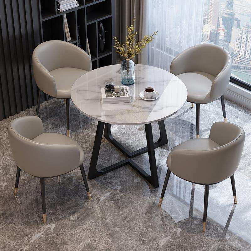 ft轻奢休闲岩板洽谈桌椅酒店售楼部4S店休息区办公会客接待圆桌阳