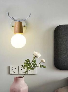 鹿角原木壁灯 现代简约创意LED餐厅吧台走廊阳台过道儿童房壁灯