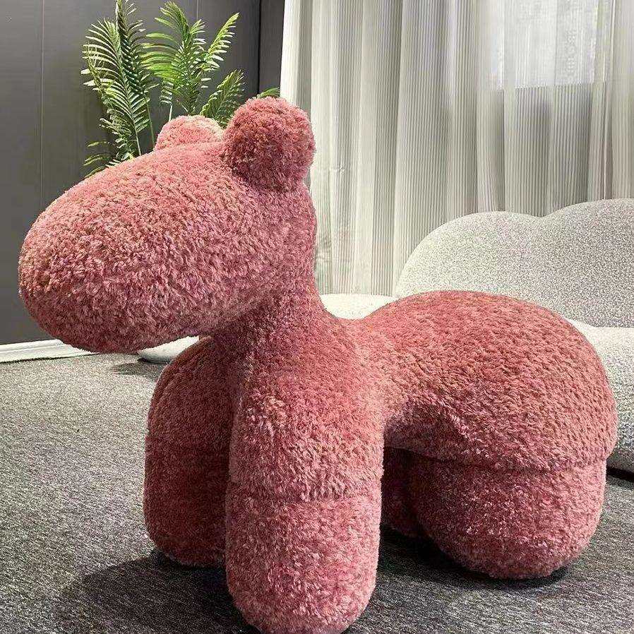 网红定型羊毛卷小马椅休闲座椅脚蹬动物造型时尚客厅,3C数码配件,USB灯,淘宝优惠券,粉丝福利购,淘宝优惠卷
