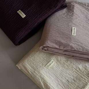 简约高级质感皱皱纱纹理感套件日系极简风全棉水洗棉云绉纱四件套