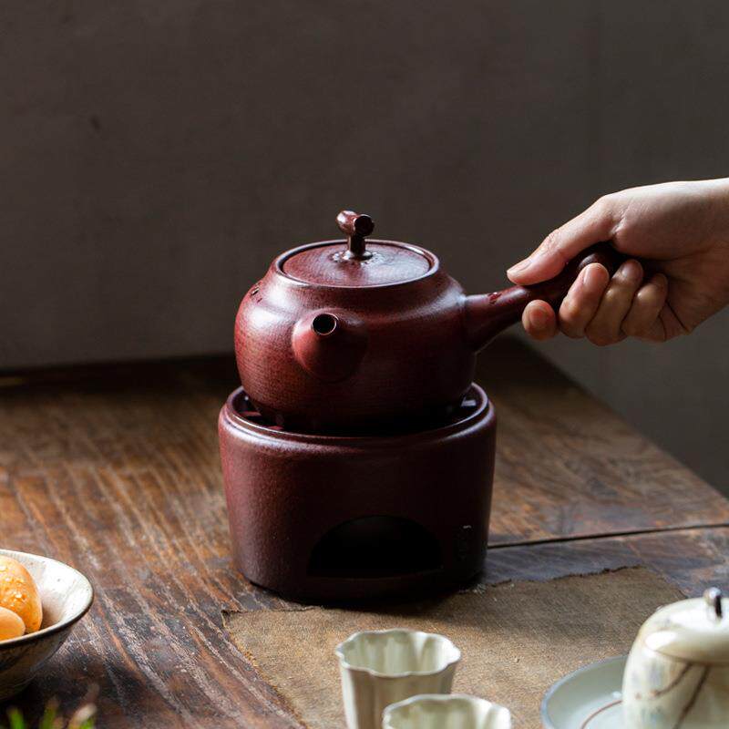 觅山堂日式煮茶壶家用复古酒精煮茶炉套装户外旅行便携式陶瓷茶壶