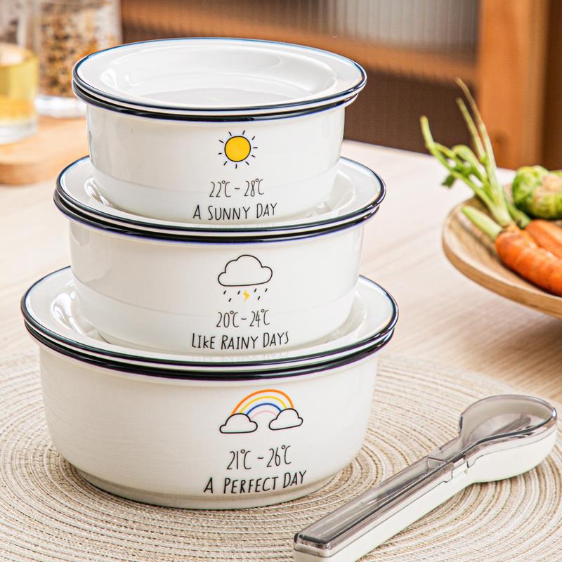 谋生炖盅蒸蛋碗带盖的陶瓷碗蒸蛋羹微波炉专用的碗耐高温便当碗上