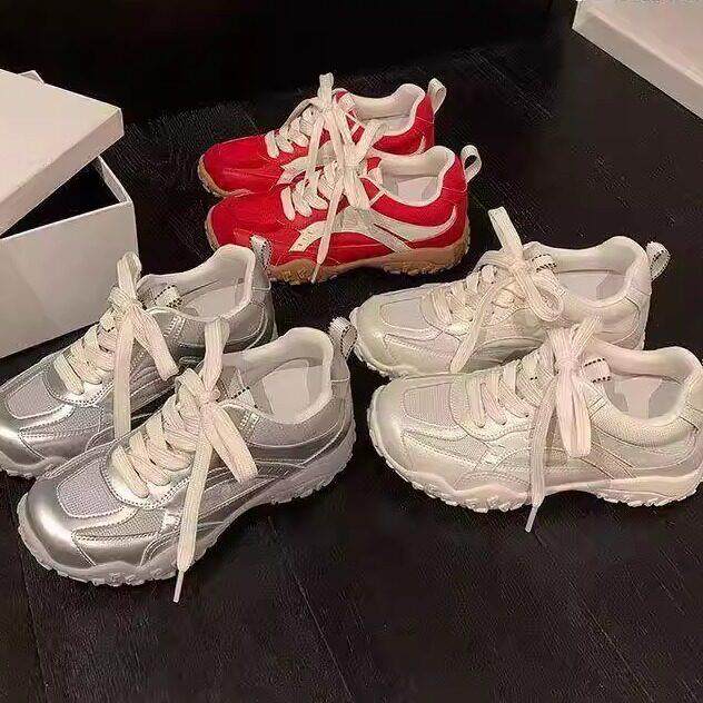 拼色德训鞋女休闲运动鞋交叉绑带厚底小个子阿甘鞋,女鞋,德训鞋,淘宝优惠券,粉丝福利购,淘宝优惠卷