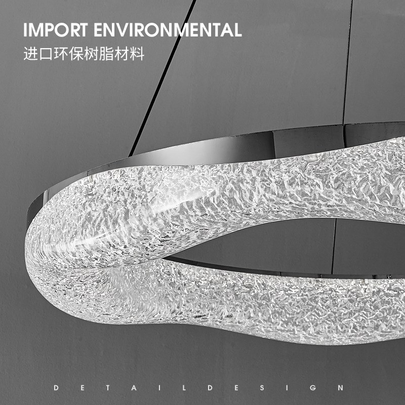 客厅灯吊灯轻奢全铜高级感大厅圆环树脂灯意式Q极简主卧房间餐厅