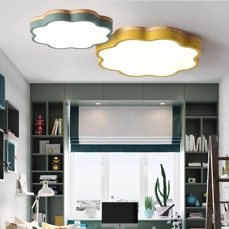 北欧浪漫温馨创意实木吸顶灯现代简约日J式客厅卧室餐厅原木质灯