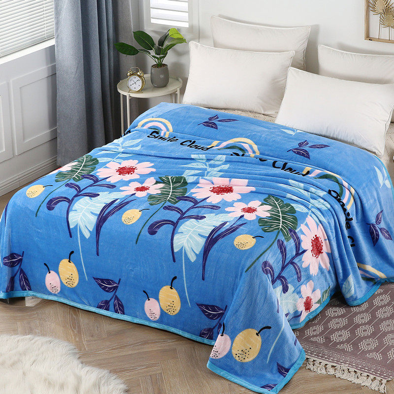 冬季珊瑚云貂绒法兰绒毛毯双人加厚床单I学生办公室空调盖毯薄被