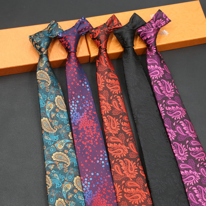 潮男士时尚正装商务欧美佩斯利复古腰果花纹领带8CM宽版.手打/拉