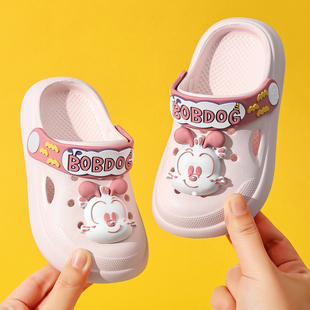 巴布豆儿童洞洞鞋男童2026新款外穿防滑不臭脚宝宝凉拖鞋女孩卡通