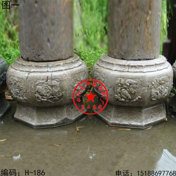 石雕柱顶石 仿古做旧青石门墩雕花柱顶石墩|老石雕坐墩 六角石墩