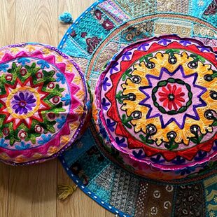 民宿蒲团手工绣花异域垫家居印度冥想打坐垫拜垫榻榻米圆垫套地垫