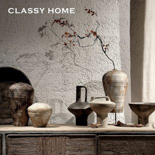 侘寂风纯手工个性陶艺抽象花器 现代艺术花瓶饰品摆件 民宿样板房