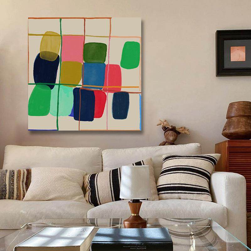 几何现代抽象装饰画客厅沙发壁画大幅无框落地画小众工作室挂画