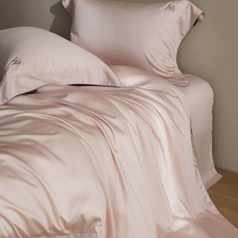 极简轻奢风350TC冷凝天丝纯色镂空四件套夏季丝滑亲肤床品