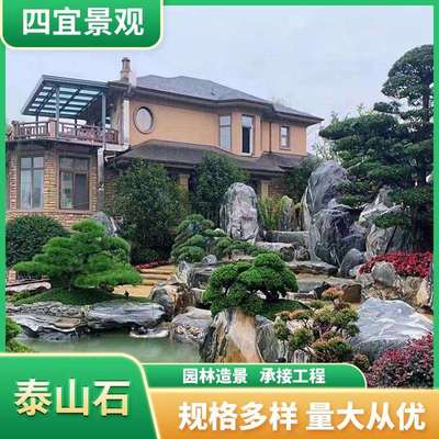 泰山石假山石驳岸石园林景观石富贵绿石雪浪石切片庭院枯山水造景