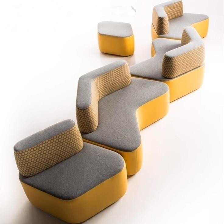 现代创意办公沙发会客区贵宾商务洽谈休闲接待大厅休息区异形组合