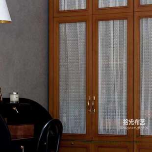 复古玻璃绷纱帘推拉移门柜门帘遮挡窗纱厨房柜子粘贴轻奢书柜窗帘