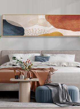 梦影 现代简约卧室装饰画几何抽象北欧床头挂画民宿蓝橙色块壁画