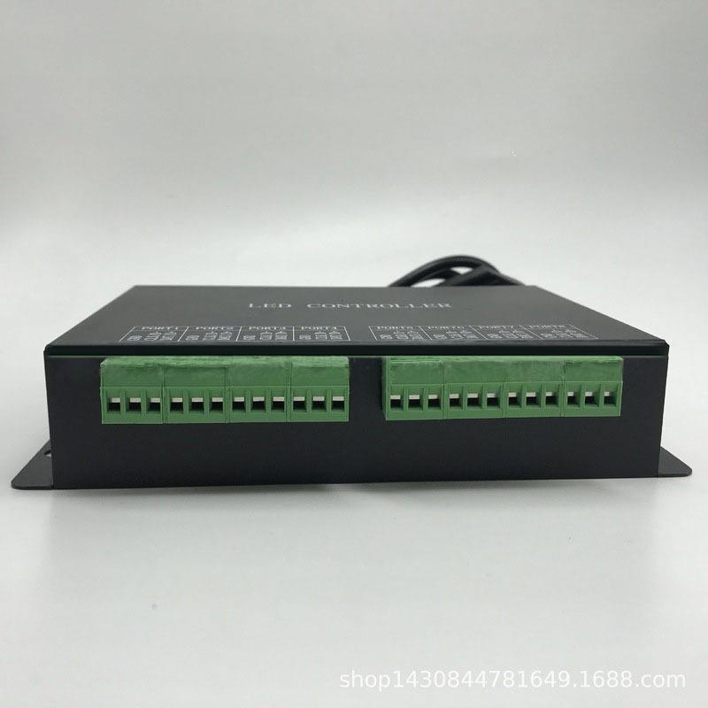 LED全彩灯条控制器H801RC联机八口分控控制器可接TTL和DMX512信号